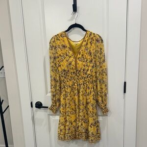 Max Studio Mustard Floral Long Sleeve Dress